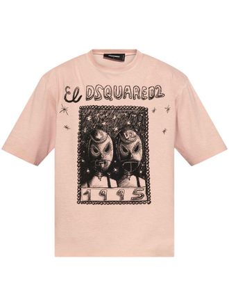 Dsquared2 Relaxed Fit Light Pink Graphic Print T-Shirt