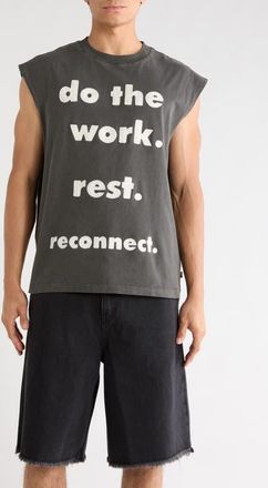 Honor The Gift Do the Work Graphic Cotton Tank in Black at Nordstrom, Size Xx-Large