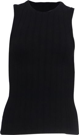 Khaite Ribbed-Knit Tank Top in Black Cotton