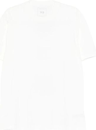 Yohji Yamamoto Tops, Heren, Wit, XL, Katoen, Wit Logo Grafisch Crew Neck T-shirt