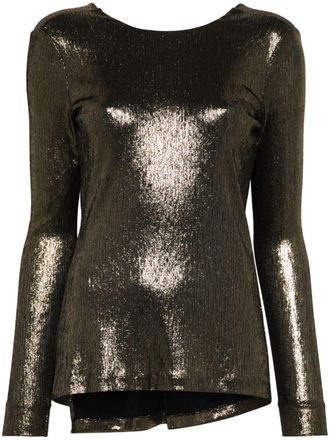 Twin-Set Gelamineerde blouse met geknoopt detail - Goud