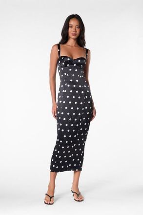 Nicholas Dominique Print Dress in Black White Polka Dot at Nordstrom, Size 10