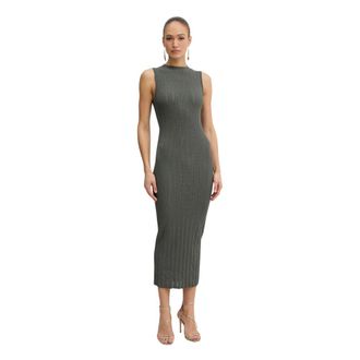Twinset Geribd Gebreide Jurk Zonder Mouwen - Dames - Kleedjes - Groen - S - Kleedjes