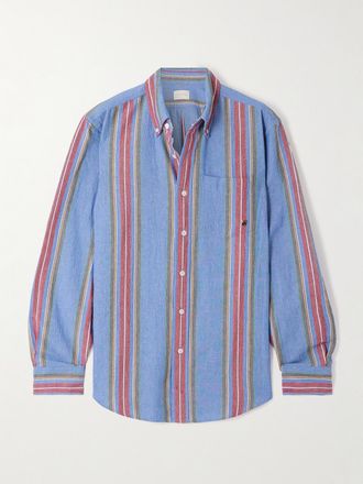 Aimé Leon Dore Camicia In Cotone Oxford A Righe - Blu
