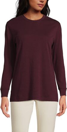 Lands End Long Sleeve Cotton Interlock Crew T-Shirt in Lush Burgundy at Nordstrom, Size X-Small
