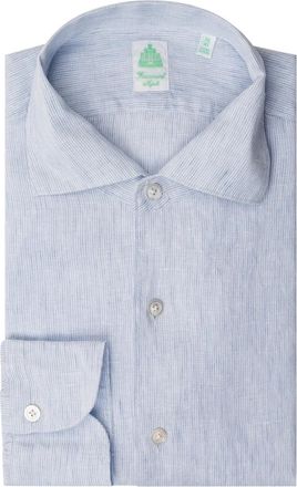 Finamore Thin Stripe Shirt - Heren - Zakelijke Overhemden - Wit - XL - Katoen - Overhemden