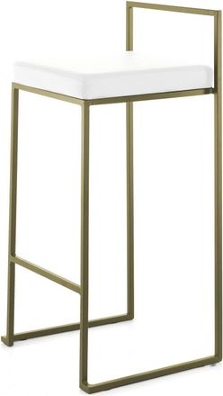 Oresteluchetta Set 2 taburetes blanco de piel sintética y metal dorado h.88 cm