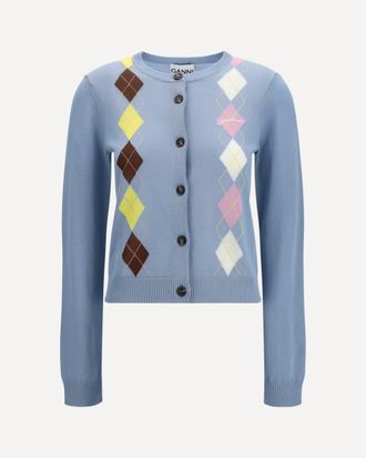 Ganni Diamond-pattern Cardigan Female M