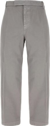 Thom Browne Chinos met persvouw en taps toelopende pijpen - Heren - Straight fit broeken - Grijs - M - Katoen - Broeken