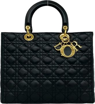 Dior Black Leather Handbag Tote Bag (Pre-Owned)