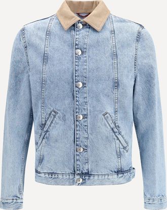 Brunello Cucinelli Denim Jacket with suede collar Male 50