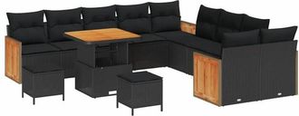 vidaXL Conjunto De Sof&aacute; De Jard&iacute;n 13 Pcs Negro 80 X 80 X 71 Cm Vidaxl