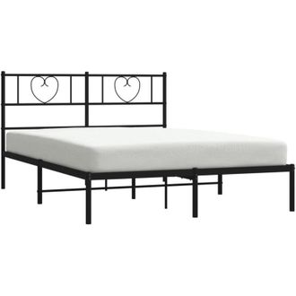 vidaXL Metal Bed Frame without Mattress with Headboard Black 160x200cm Vidaxl
