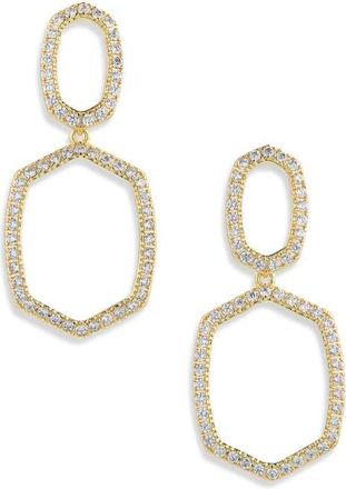 Kendra Scott Daphne Pav&eacute; Open Frame Drop Earrings in Gold White Cubic Zirconia at Nordstrom
