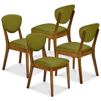 Best Choice Products Set of 4 Wooden Dining Chairs, Wood Modern Farmhouse Upholstered Chairs