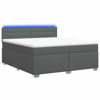 vidaXL Letto Con Box Spring, Materasso E Led Grigio Scuro 140 X 200 Cm Vidaxl