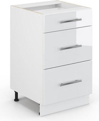 Vicco Armario De Ba&ntilde;o Fame-line, Blanco Alto Brillo, 50 X 81.6 Cm Sin Encimera