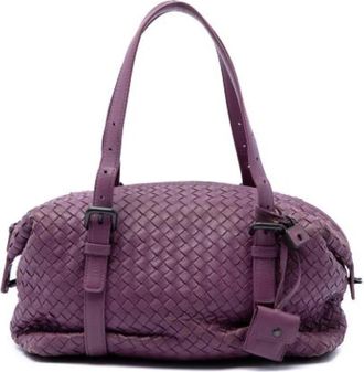 Bottega Veneta Pre-owned Woven Shoulder Bag - Dames - Vintage Schoudertas - Paars - ONE Size - Leer - Vintage