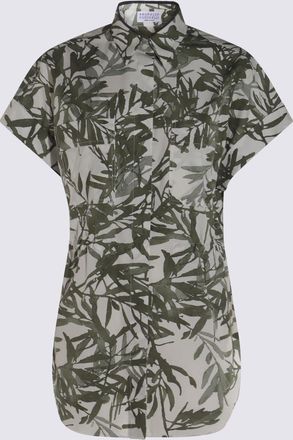 Brunello Cucinelli White And Grey Cotton Shirt