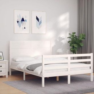 vidaXL Bed Frame without Mattress White 140x200 cm Solid Wood vidaXL