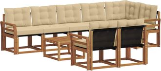 vidaXL Conjunto De Sof&aacute;s De Exterior 9 Uds. Natural Y Beige Vidaxl
