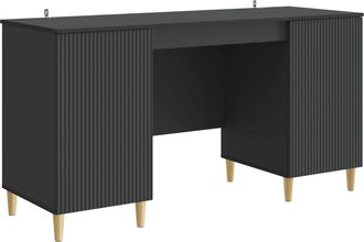 vidaXL Escritorio Negro 142,5 X 50 X 75 Cm Madera De Ingenier&iacute;a Vidaxl