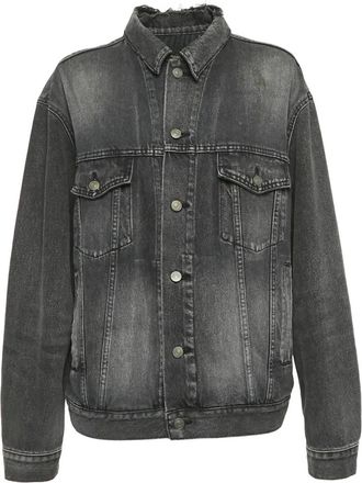 Balenciaga Giacca denim con logo - Grigio