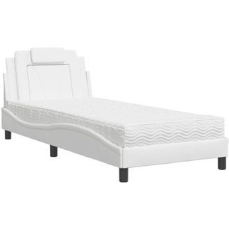 vidaXL Cama Con Colch&oacute;n Cuero Sint&eacute;tico Blanco 90x200 Cm Vidaxl