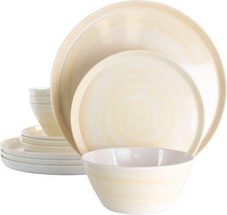 Elama Crafted Clay 12 Piece Lightweight Melamine Dinnerware Set in White at Nordstrom