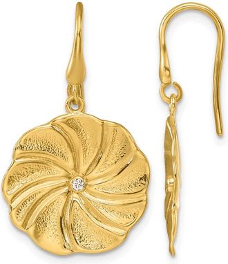 Diamond2Deal 14K Yellow Gold Diamond Swirl Circle Drop Dangle Earrings