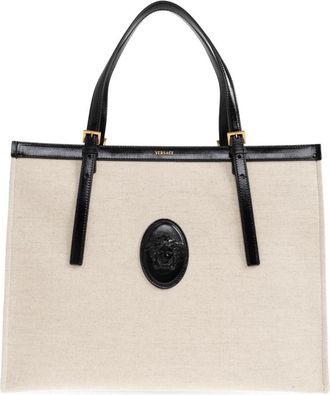 Versace Grote Shopper Tas met Medusa Hoofd - Dames - Shoppers - Grijs - ONE Size - Leer - Tassen