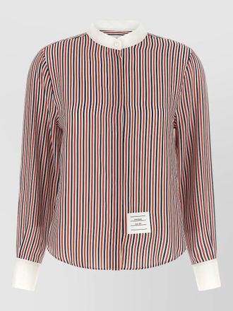 Thom Browne silk striped detachable lavalli&egrave;re collar shirt