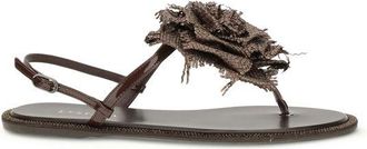 Le Silla Brown Calf Leather Bos Taurus Flat Womens Sandals