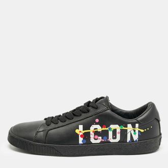 Dsquared2 Black Leather Cassetta Low Top Sneakers Size 41