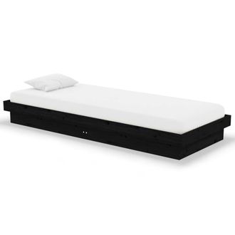 Berkfield Home Bed Frame Black Solid Wood 75x190 cm Small Single