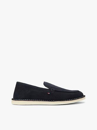 Tommy Hilfiger Debossed Logo Topstitch Suede Loafers