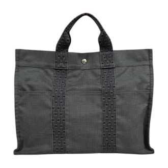 Herm&egrave;s Gray Canvas Tote Bag (Pre-Owned)