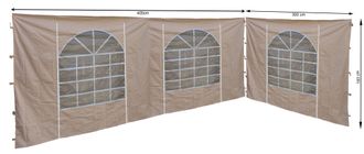 Quick-Star Quick-star - 2 Seitenteile Mit Pvc Fenster 300x193cm / 400x193cm F&uuml;r Pavillon Sahara 3x4m Seitenwand Sand