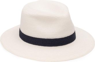 Eugenia Kim Stripe Wide Brim Packable Straw Fedora in Ivory/Navy at Nordstrom Rack