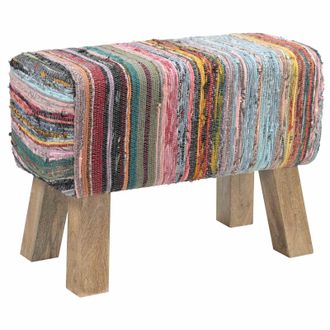 vidaXL Banco 60 X 30 X 45 Cm Cuero Real Multicolor Vidaxl