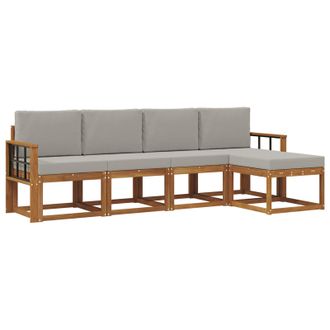 vidaXL Conjunto De Sof&aacute;s De Exterior 5 Pcs Gris Natural Y Claro Vidaxl