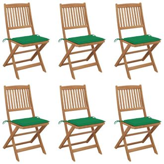 vidaXL Sillas De Jard&iacute;n Plegables Con Almohadas 6 Pc Acacia Massive - 209114