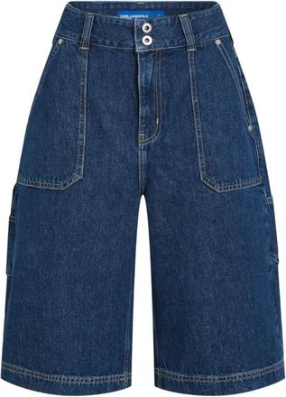 Karl Lagerfeld Bermuda - Dames - Denim shorts - Blauw - W28 - Katoen - Korte Broeken