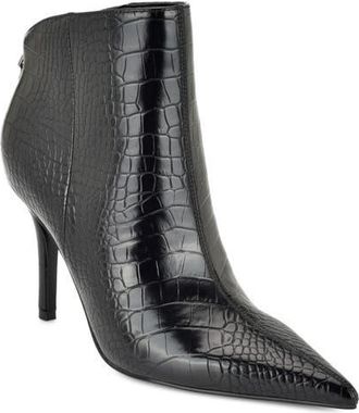 Nine West Gesabel Ankle Bootie in Black Croc at Nordstrom, Size 7.5