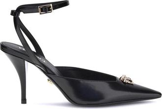 Versace Medusa D&eacute;collet&eacute; Slingback Stiletto Hak - Dames - Pumps - Zwart - 40 EU - Leer - Schoenen