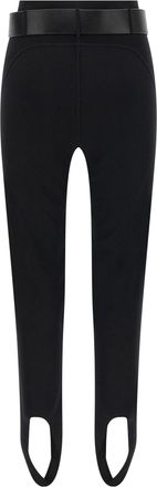 Self Portrait Stirrup Stretch Knit Leggings - Black