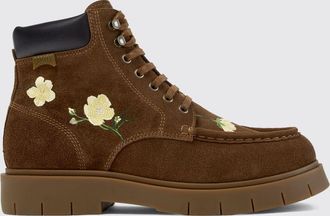 Camper Mens Twins Floral Suede Lace-Up Boots with Padded Ankle