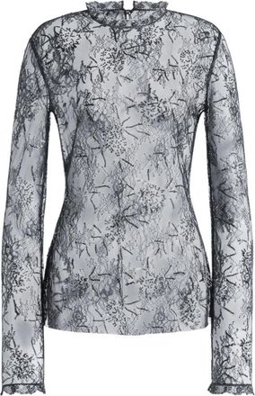 Alberta Ferretti camicie pizzo con ricamo pailettes - Dames - Blouses - Grijs - L - Pailletten - Overhemden