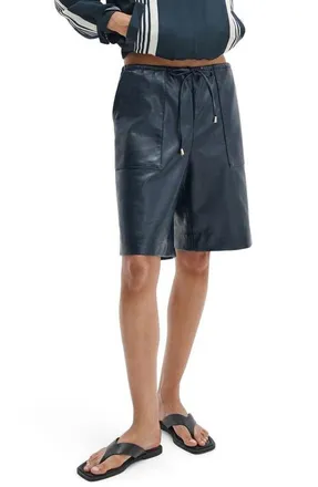 Rag & Bone Claire Faux Leather Shorts in Navy at Nordstrom, Size Medium