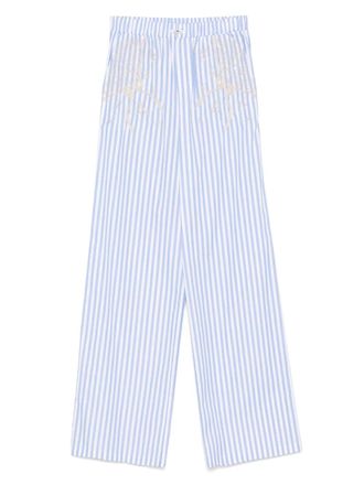 Elisabetta Franchi striped cotton pants - women - Cotton/Polyester/Plastic - 46 - White